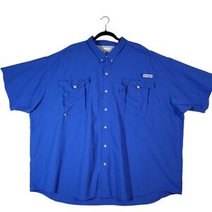 Columbia PFG Bahama II Fishing Shirt Mens 5X Blue Omni Shade Short Sleeve Vented